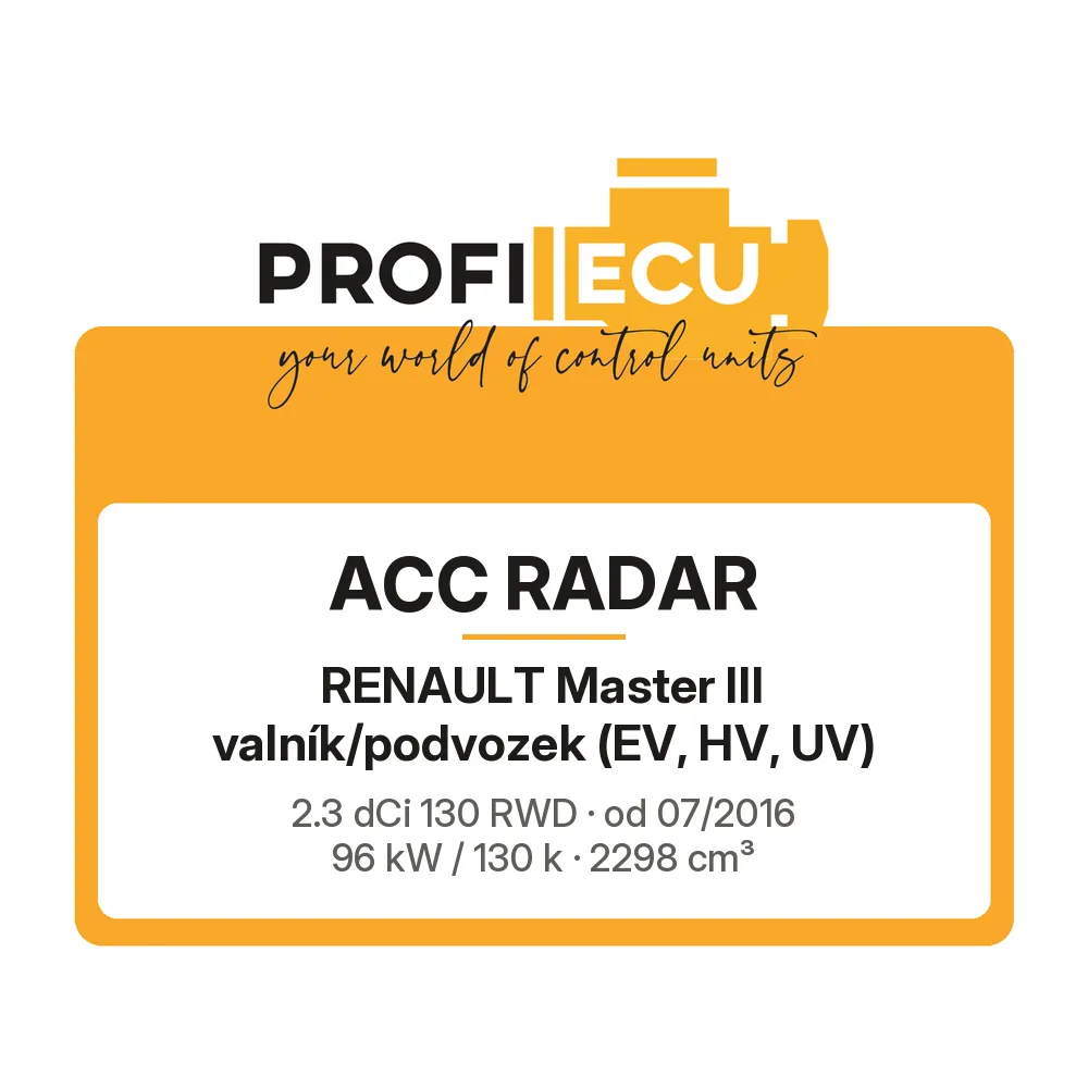 Etiketa ProfiECU: ACC Radar pro Renault Master III valník/podvozek 2.3 dCi 130 RWD 96 kW