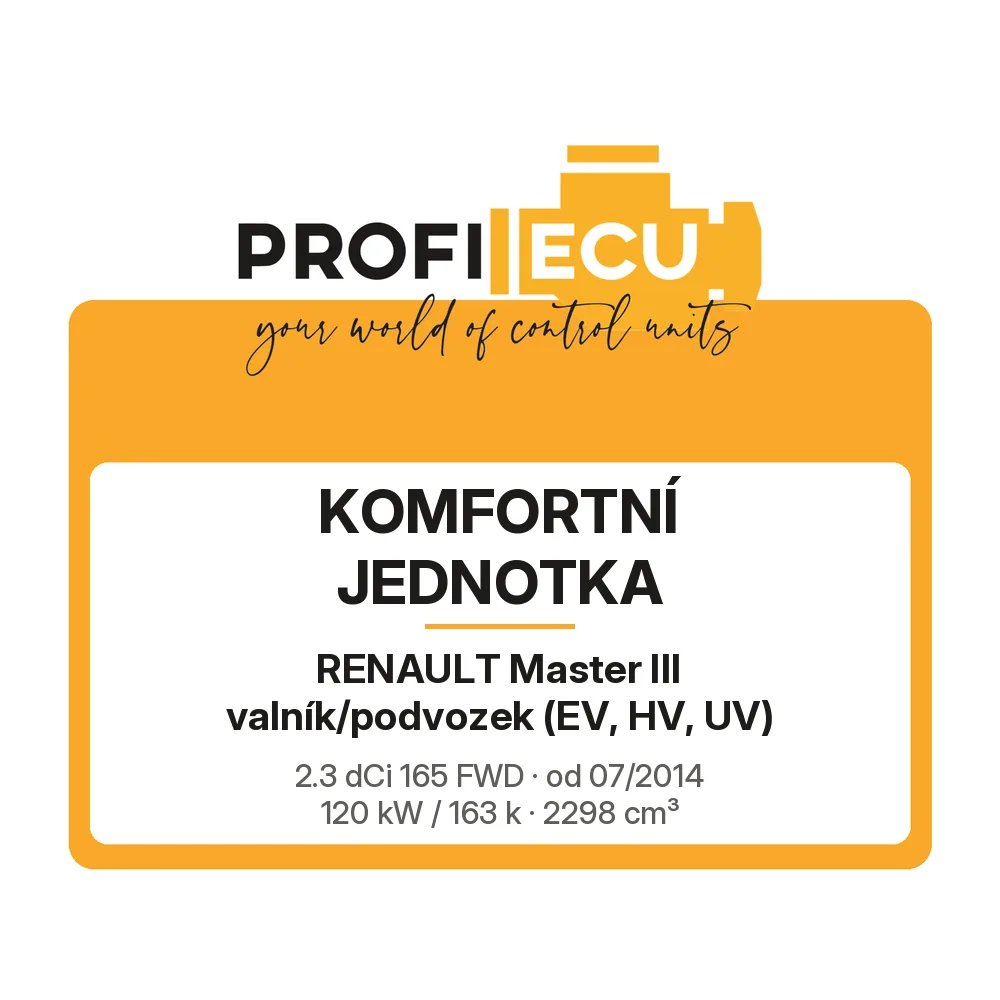 Etiketa ProfiECU: Komfortní jednotka pro Renault Master III valník/podvozek 2.3 dCi 165 FWD 120 kW