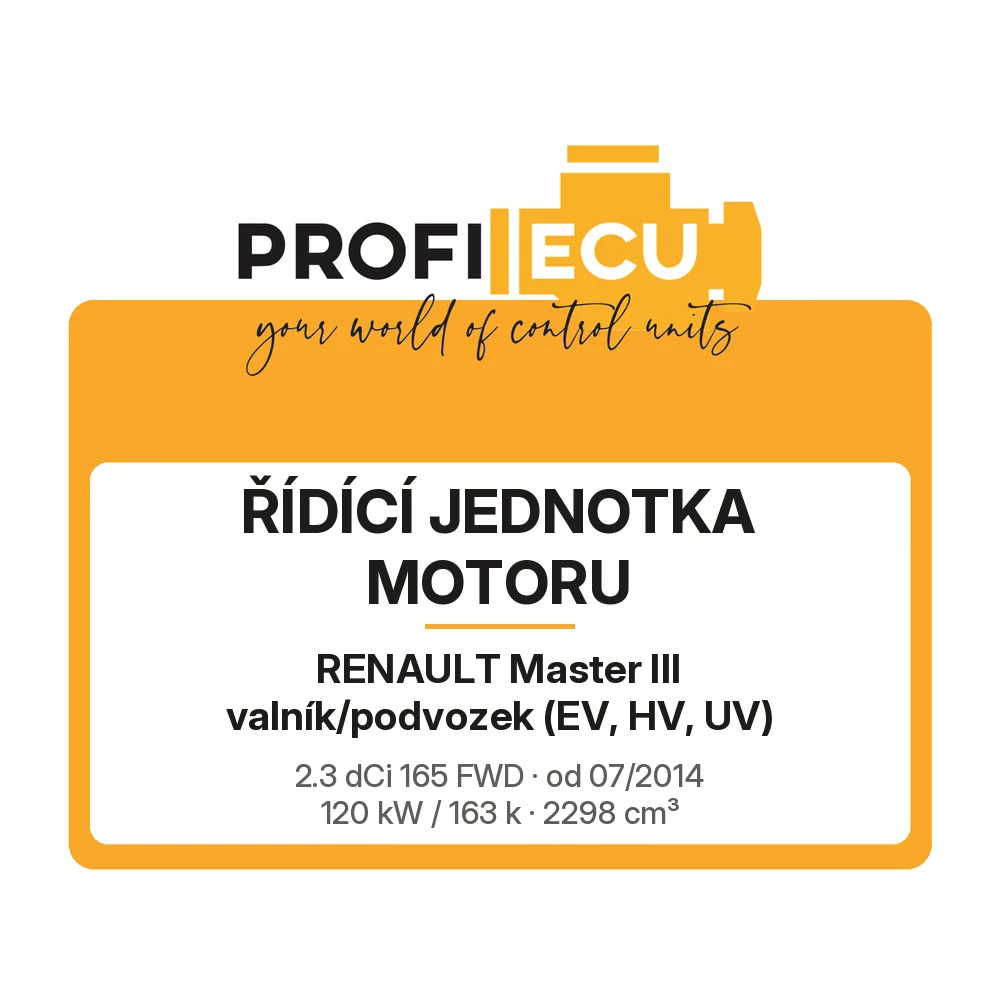 Etiketa ProfiECU: Řídící jednotka motoru pro Renault Master III valník/podvozek 2.3 dCi 165 FWD 120 kW