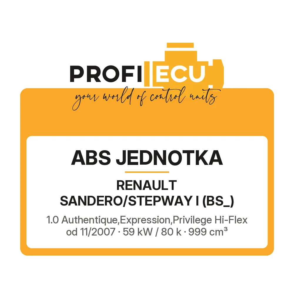 Etiketa ProfiECU: ABS jednotka pro Renault SANDERO/STEPWAY I 1.0 Authentique,Expression,Privilege Hi-Flex 59 kW
