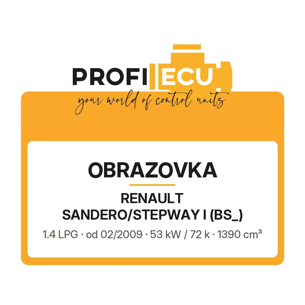 Etiketa ProfiECU: Obrazovka pro Renault SANDERO/STEPWAY I 1.4 LPG 53 kW
