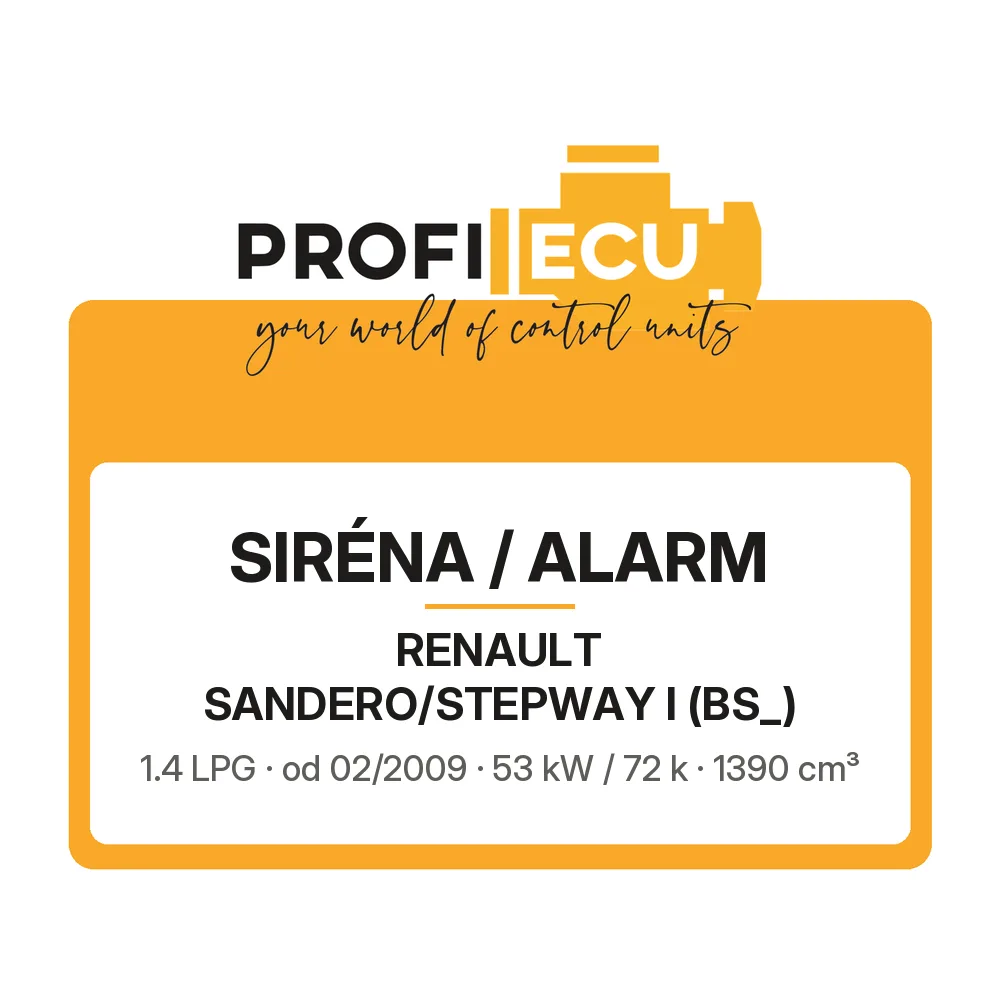 Etiketa ProfiECU: Siréna / Alarm pro Renault SANDERO/STEPWAY I 1.4 LPG 53 kW