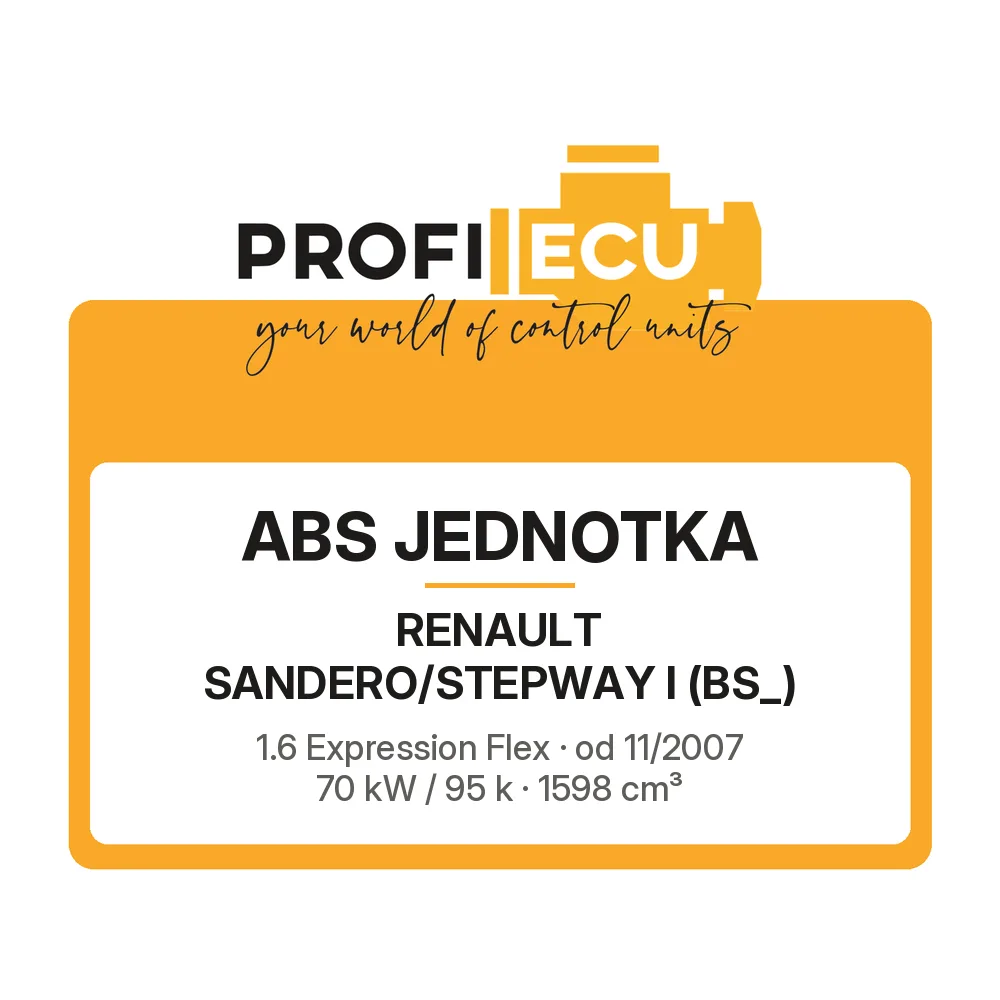 Etiketa ProfiECU: ABS jednotka pro Renault SANDERO/STEPWAY I 1.6 Expression Flex 70 kW
