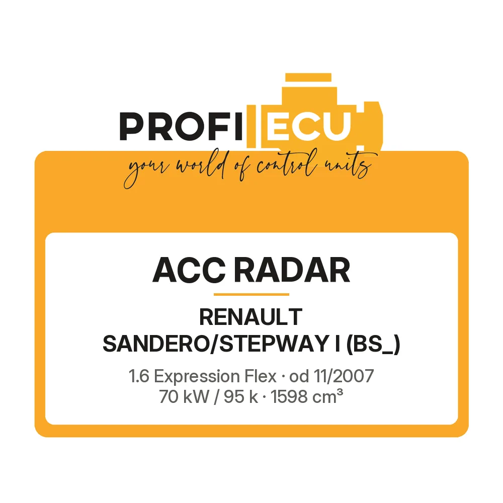 Etiketa ProfiECU: ACC Radar pro Renault SANDERO/STEPWAY I 1.6 Expression Flex 70 kW