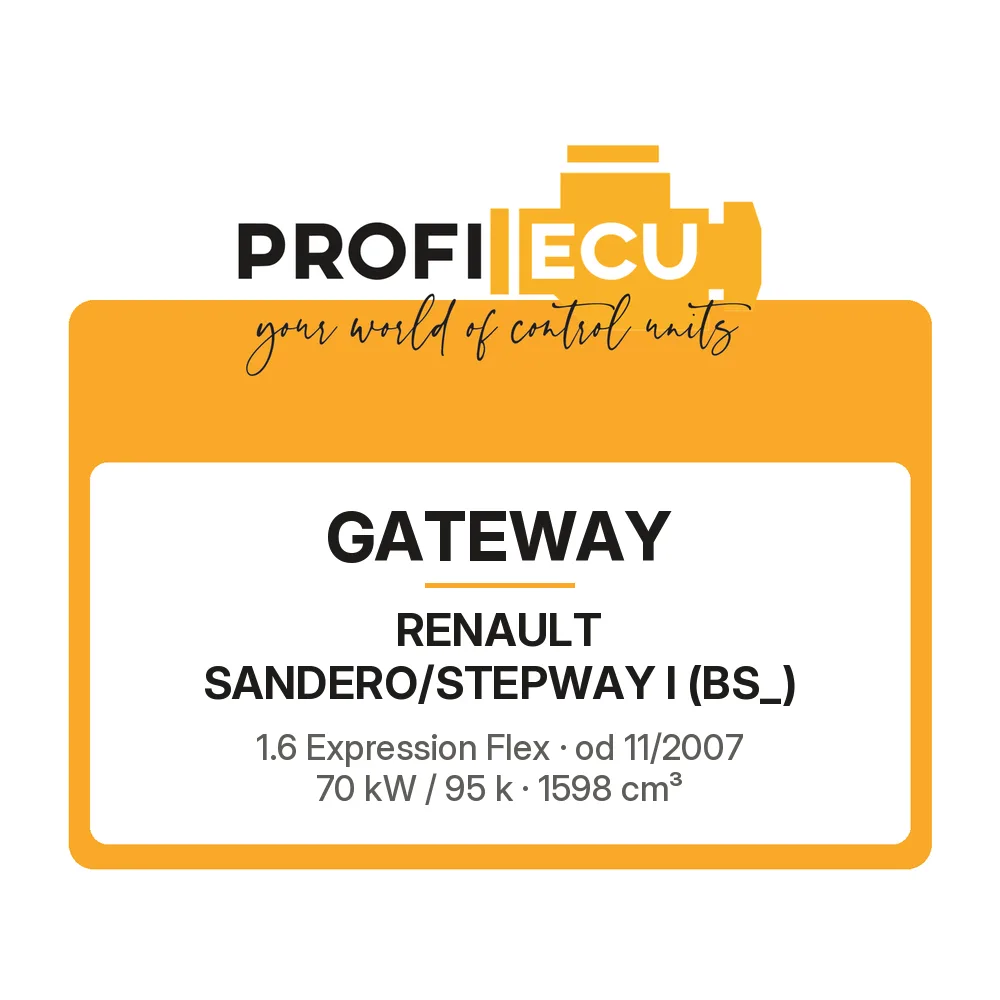Etiketa ProfiECU: GATEWAY pro Renault SANDERO/STEPWAY I 1.6 Expression Flex 70 kW