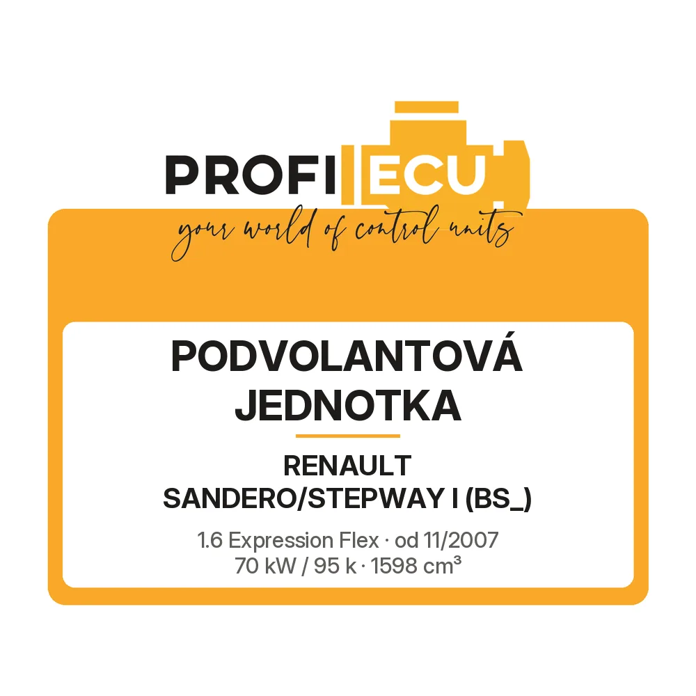 Etiketa ProfiECU: Podvolantová jednotka pro Renault SANDERO/STEPWAY I 1.6 Expression Flex 70 kW