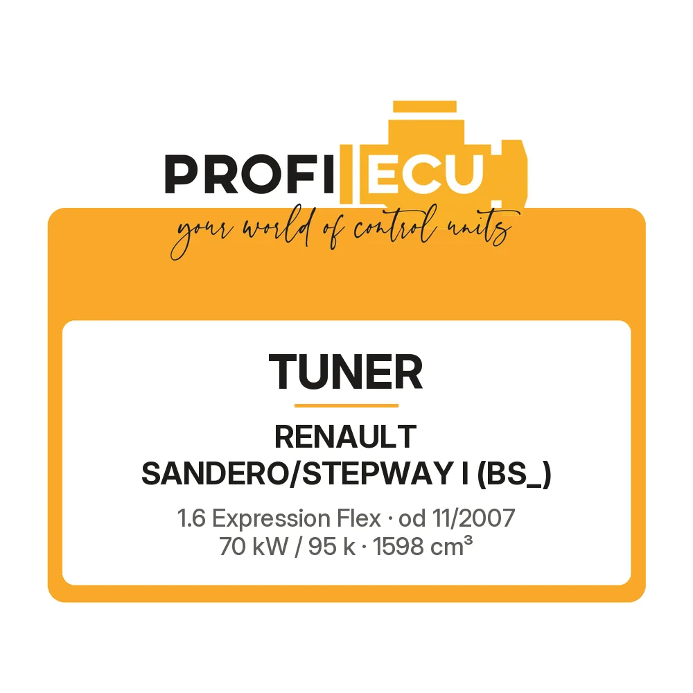 Etiketa ProfiECU: Tuner pro Renault SANDERO/STEPWAY I 1.6 Expression Flex 70 kW