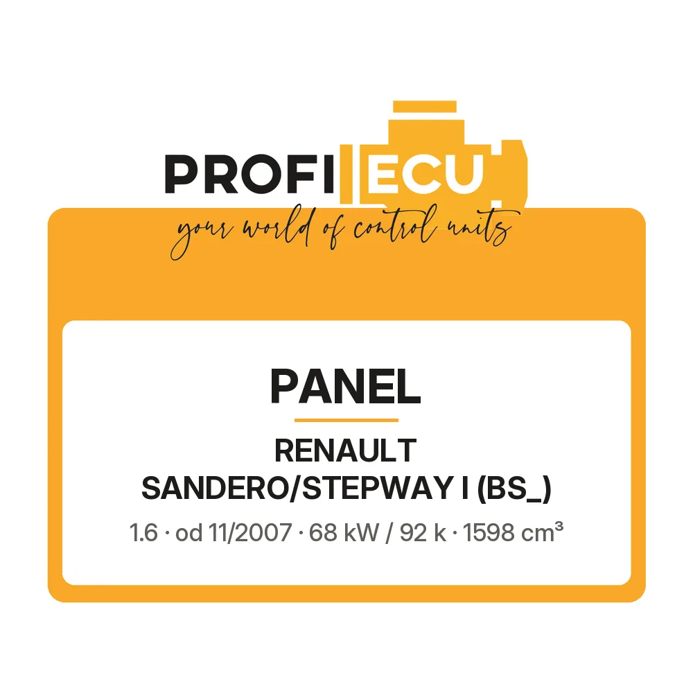 Etiketa ProfiECU: Panel pro Renault SANDERO/STEPWAY I 1.6 68 kW