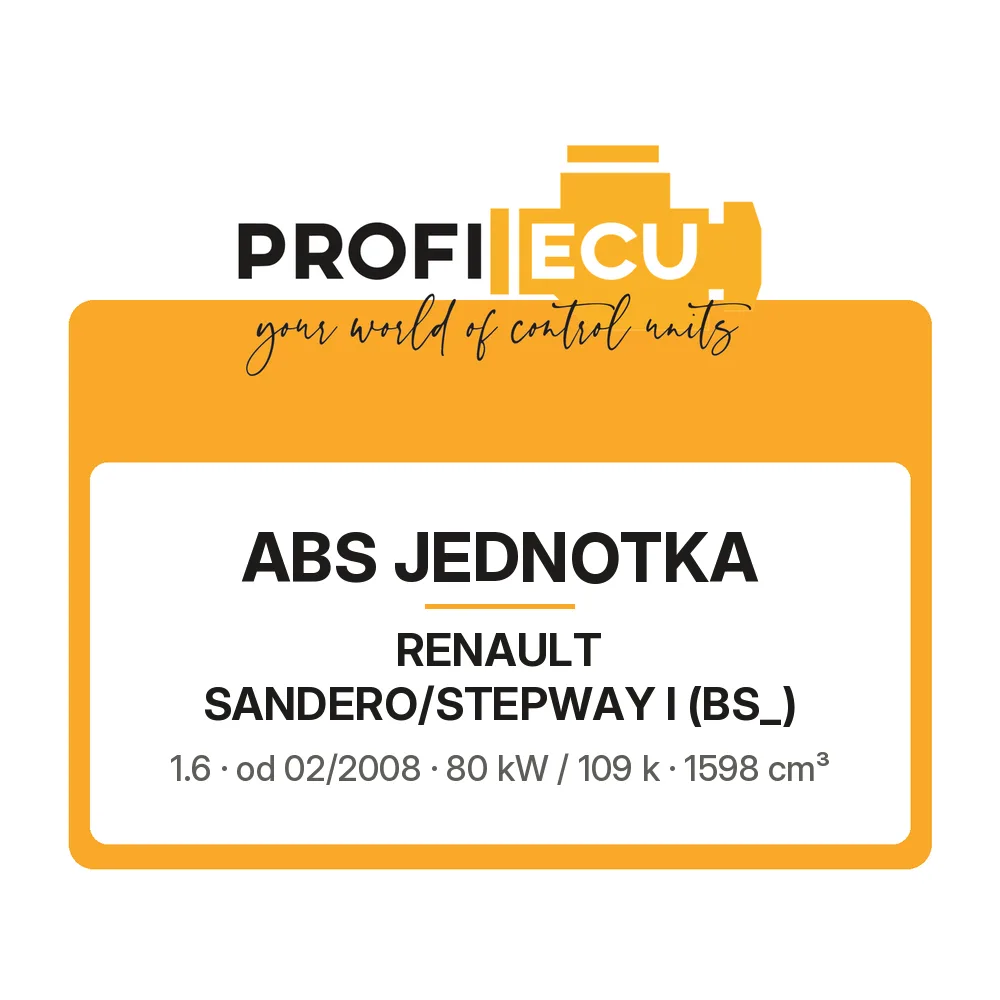 Etiketa ProfiECU: ABS jednotka pro Renault SANDERO/STEPWAY I 1.6 80 kW