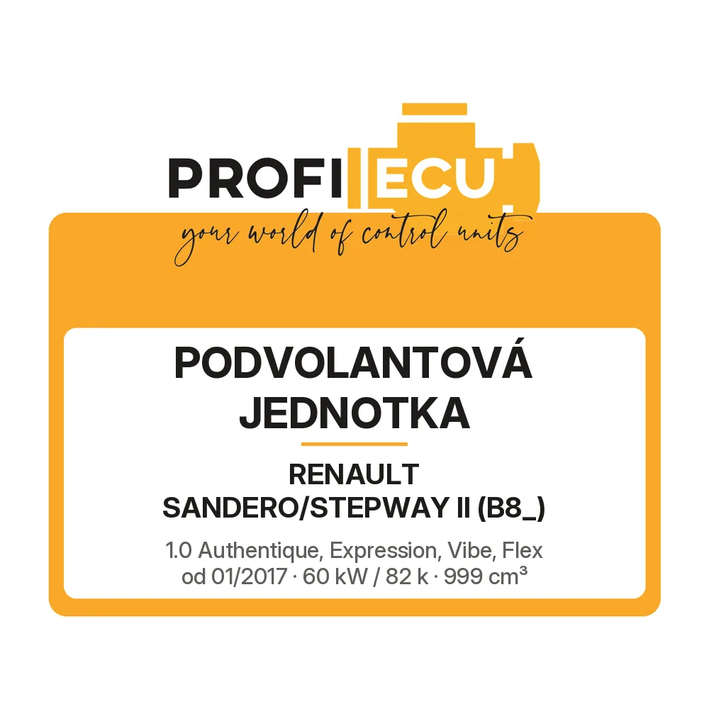 Etiketa ProfiECU: Podvolantová jednotka pro Renault SANDERO/STEPWAY II 1.0 Authentique, Expression, Vibe, Flex 60 kW