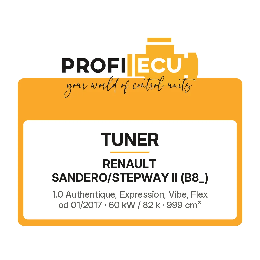 Etiketa ProfiECU: Tuner pro Renault SANDERO/STEPWAY II 1.0 Authentique, Expression, Vibe, Flex 60 kW