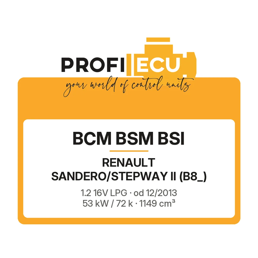Etiketa ProfiECU: BCM BSM BSI pro Renault SANDERO/STEPWAY II 1.2 16V LPG 53 kW