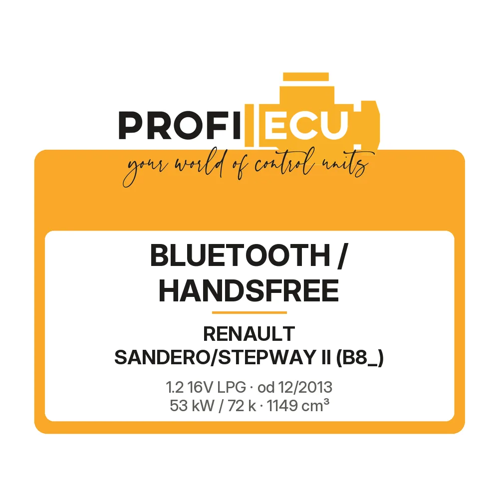 Etiketa ProfiECU: Bluetooth / Handsfree pro Renault SANDERO/STEPWAY II 1.2 16V LPG 53 kW
