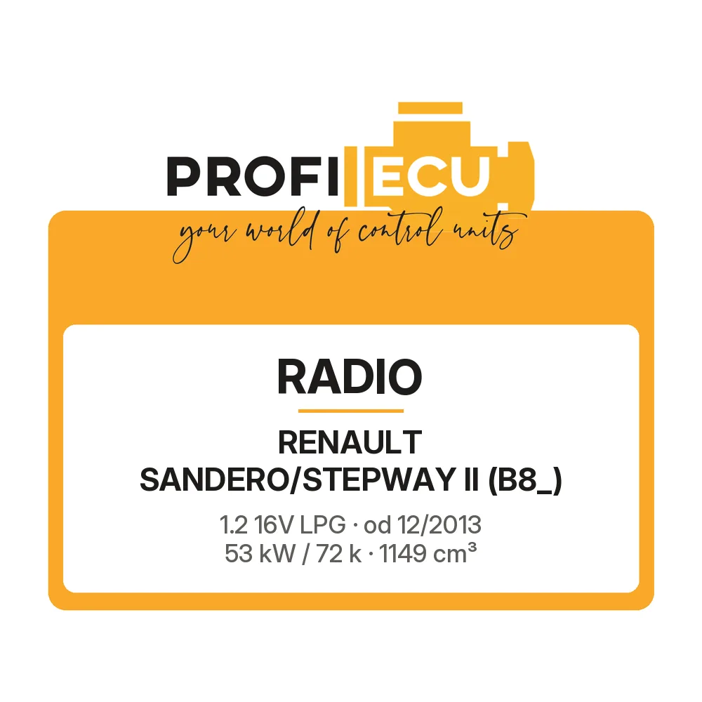 Etiketa ProfiECU: Radio pro Renault SANDERO/STEPWAY II 1.2 16V LPG 53 kW