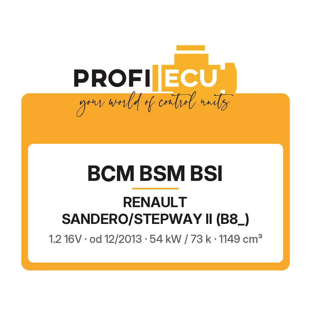 Etiketa ProfiECU: BCM BSM BSI pro Renault SANDERO/STEPWAY II 1.2 16V 54 kW