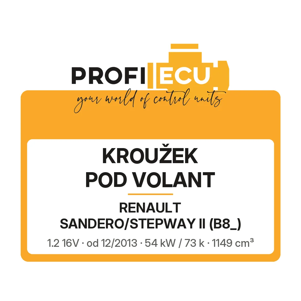 Etiketa ProfiECU: Kroužek pod volant pro Renault SANDERO/STEPWAY II 1.2 16V 54 kW