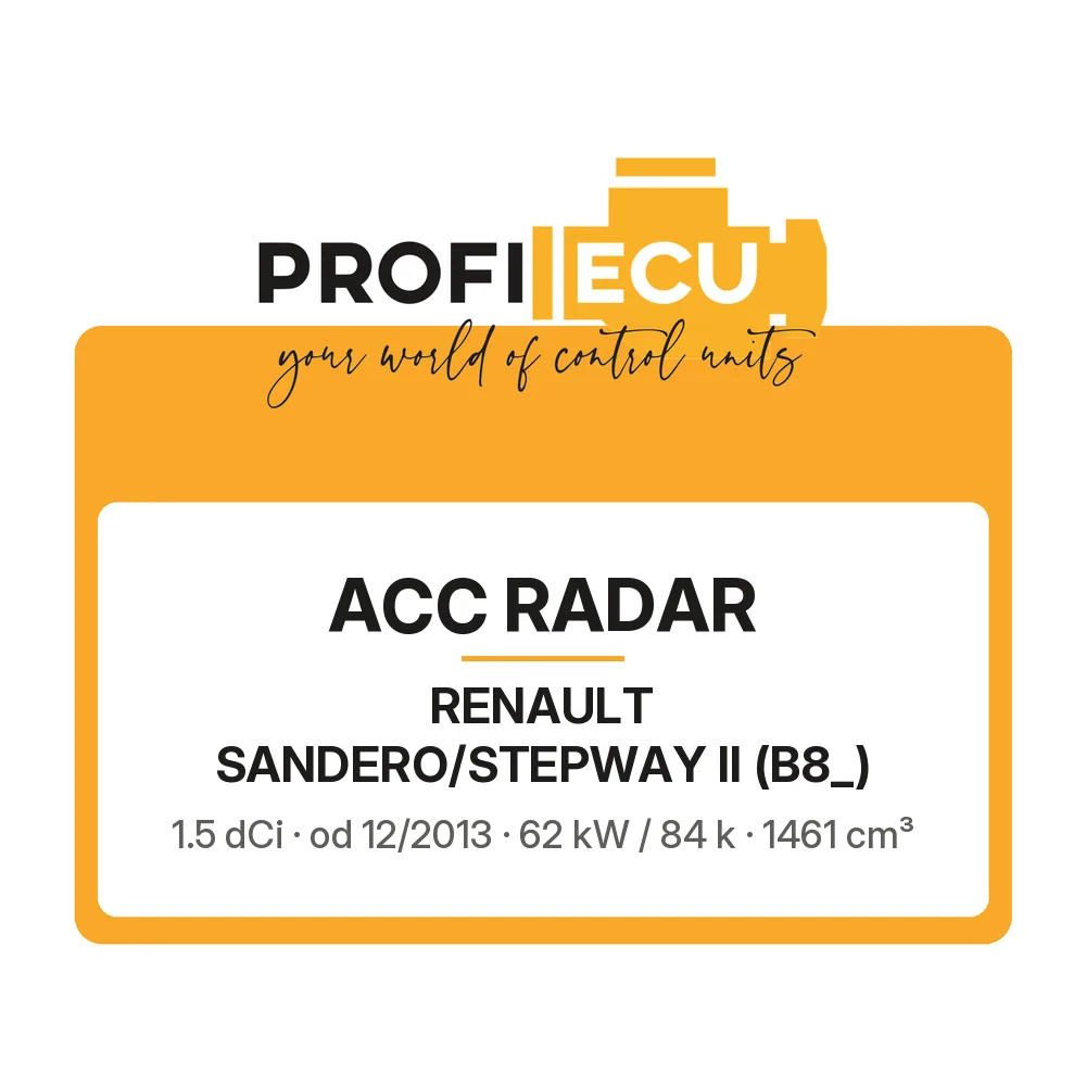 Etiketa ProfiECU: ACC Radar pro Renault SANDERO/STEPWAY II 1.5 dCi 62 kW
