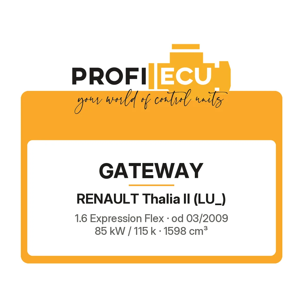 Etiketa ProfiECU: GATEWAY pro Renault Thalia II 1.6 Expression Flex 85 kW