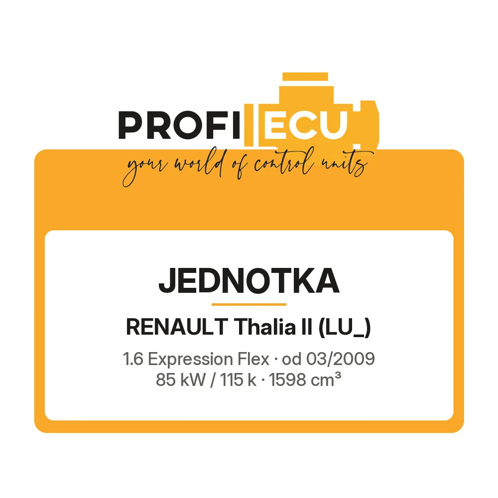 Etiketa ProfiECU: Jednotka pro Renault Thalia II 1.6 Expression Flex 85 kW