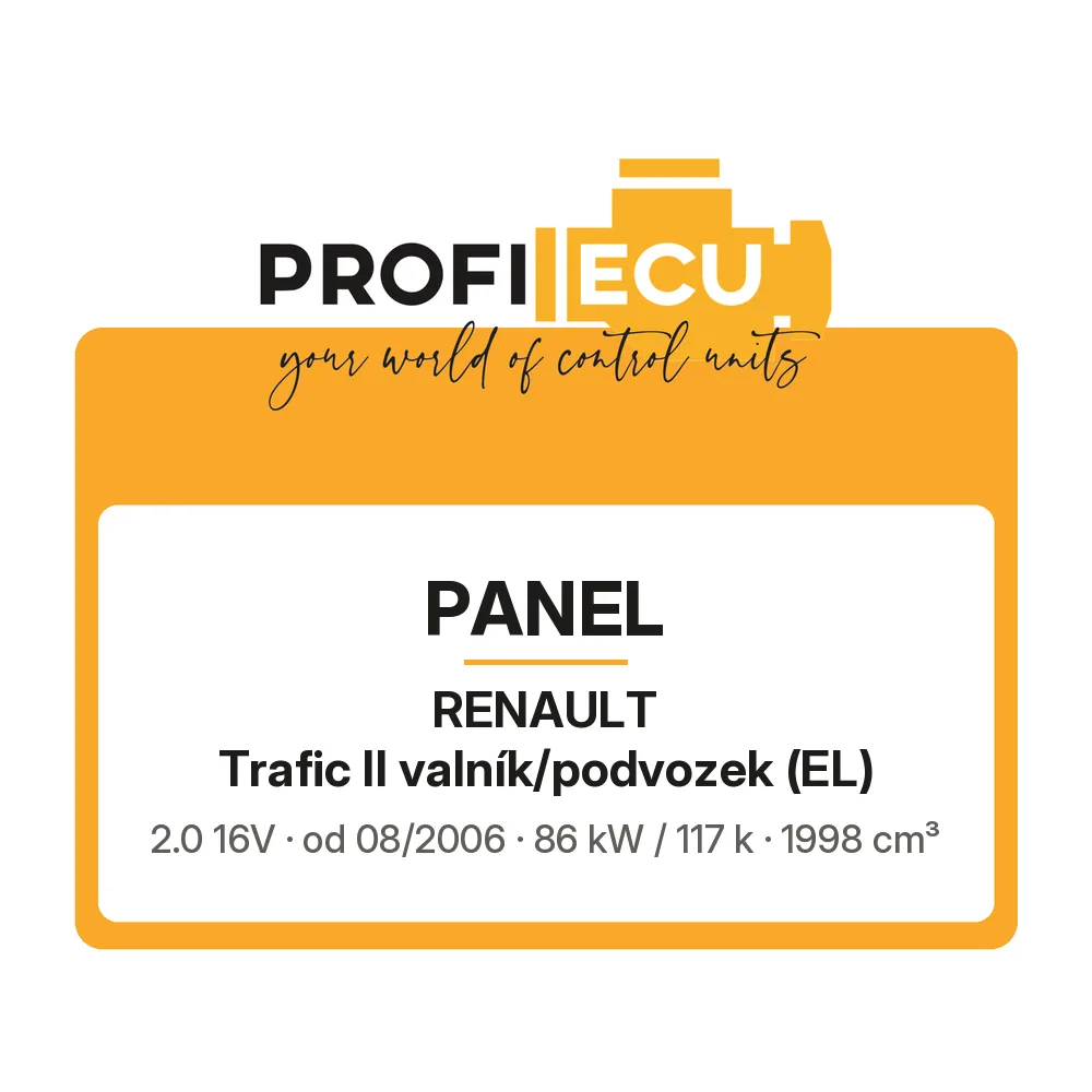 Etiketa ProfiECU: Panel pro Renault Trafic II valník/podvozek 2.0 16V 86 kW