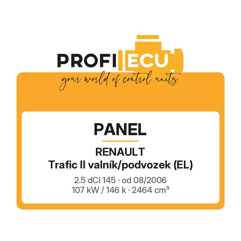 Etiketa ProfiECU: Panel pro Renault Trafic II valník/podvozek 2.5 dCi 145 107 kW