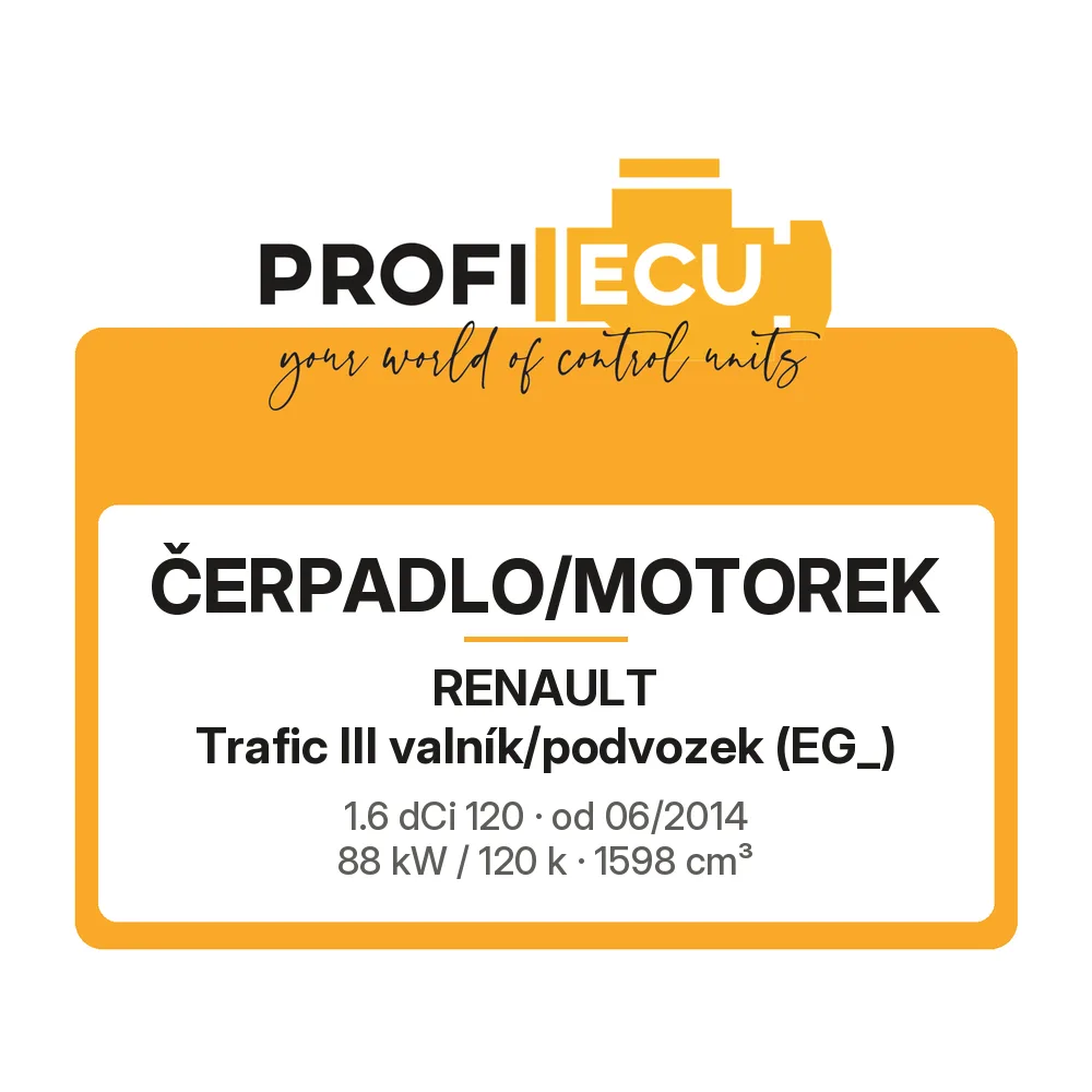 Etiketa ProfiECU: Čerpadlo/Motorek pro Renault Trafic III valník/podvozek 1.6 dCi 120 88 kW