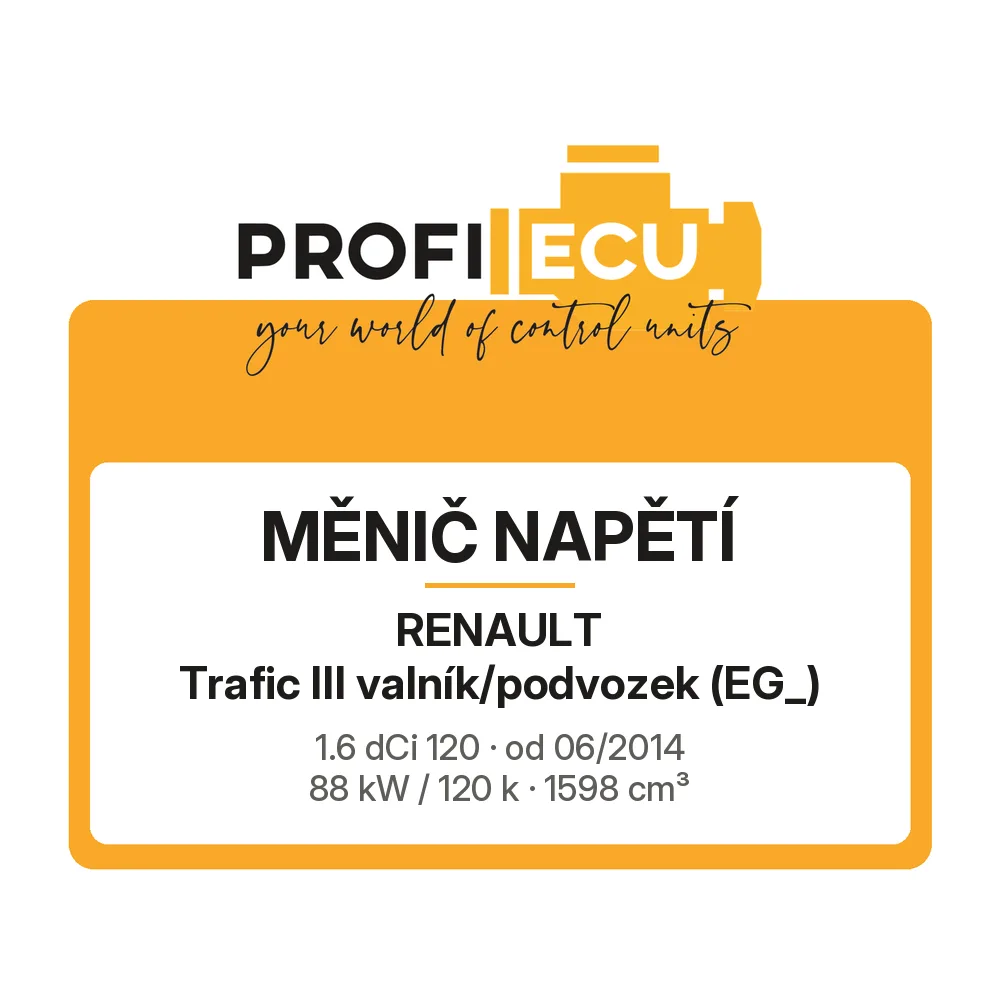 Etiketa ProfiECU: Měnič napětí pro Renault Trafic III valník/podvozek 1.6 dCi 120 88 kW