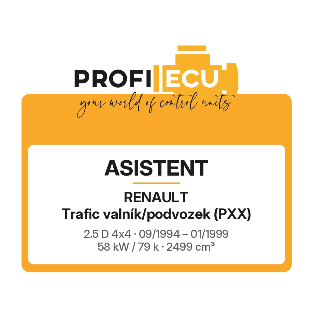 Etiketa ProfiECU: ASISTENT pro Renault Trafic valník/podvozek 2.5 D 4x4 58 kW