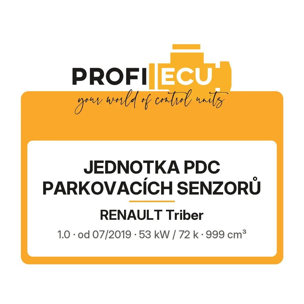 Etiketa ProfiECU: jednotka PDC parkovacích senzorů pro Renault Triber 1.0 53 kW