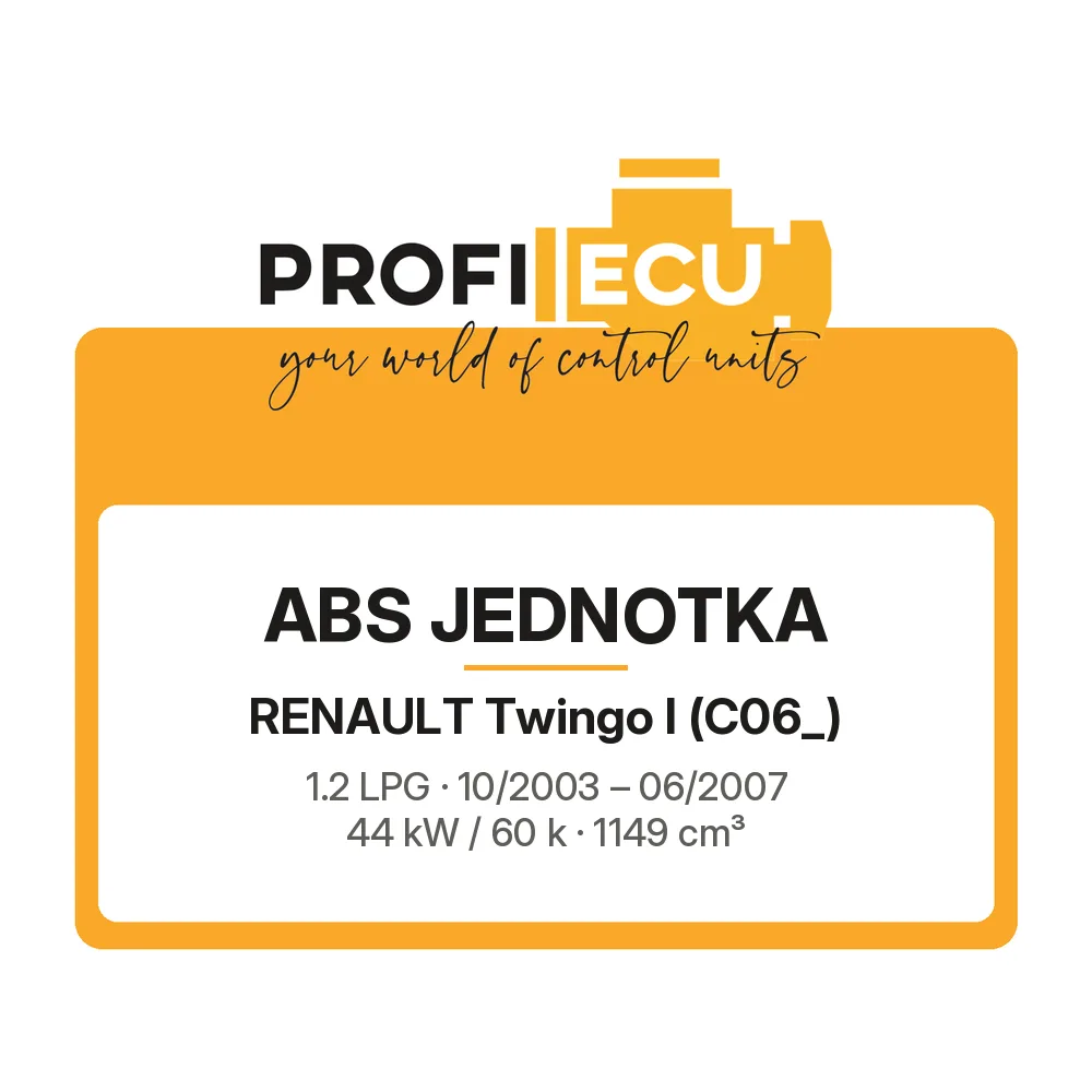 Etiketa ProfiECU: ABS jednotka pro Renault Twingo I 1.2 LPG 44 kW
