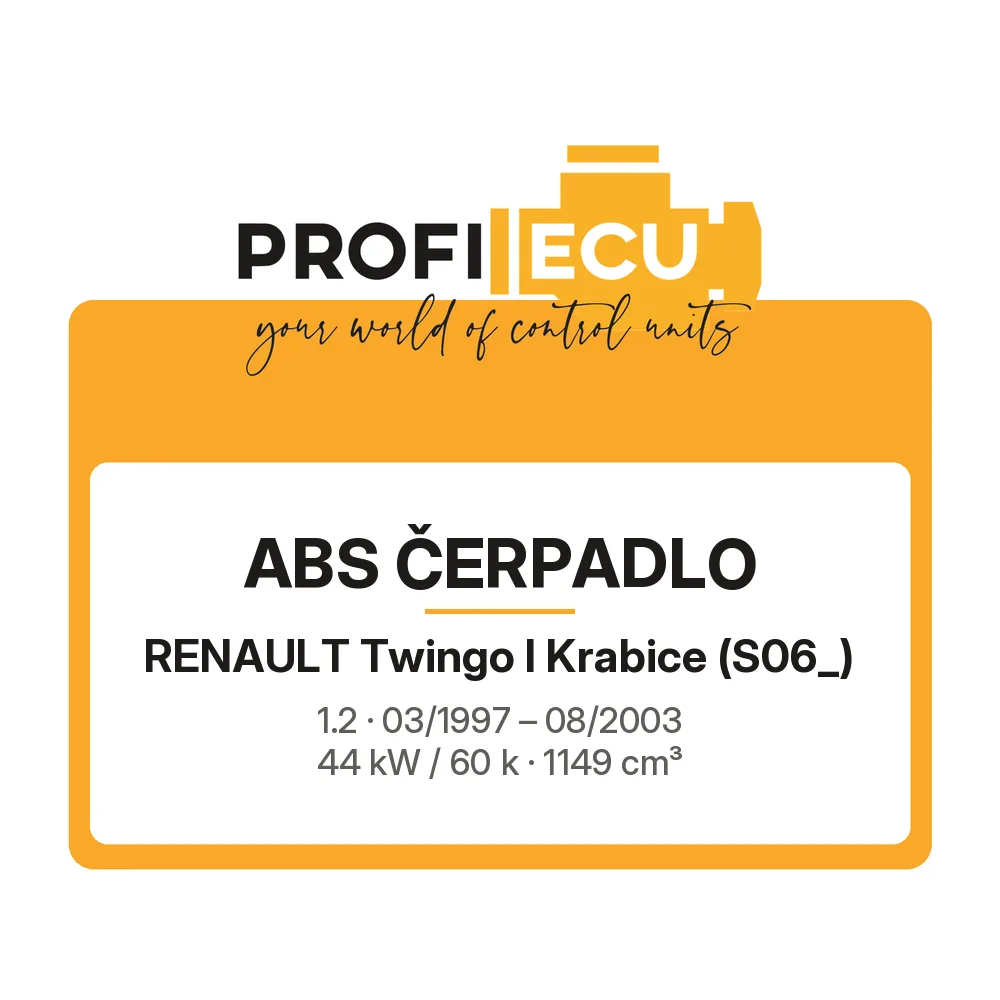 Etiketa ProfiECU: ABS čerpadlo pro Renault Twingo I Krabice 1.2 44 kW