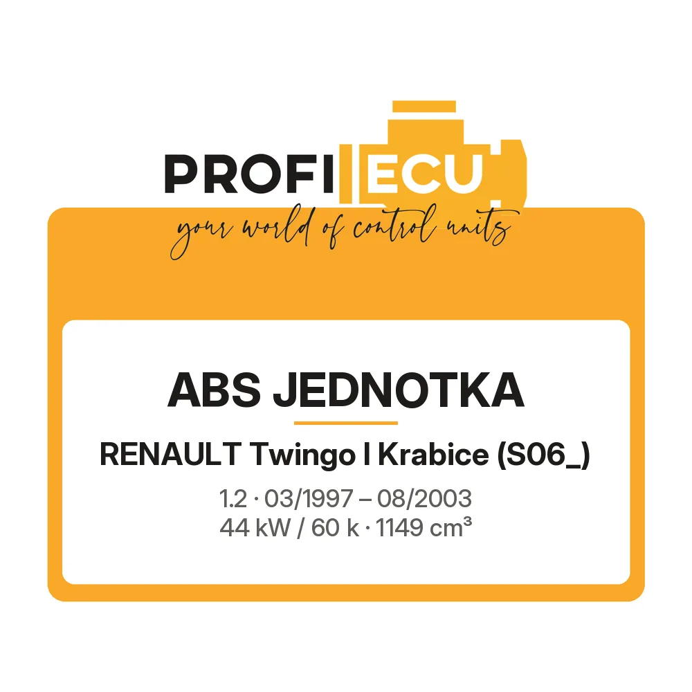 Etiketa ProfiECU: ABS jednotka pro Renault Twingo I Krabice 1.2 44 kW