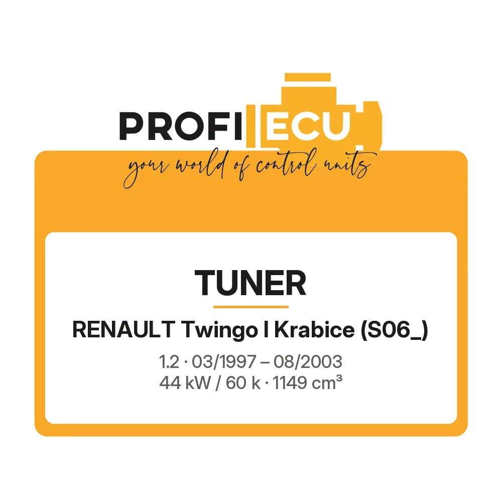 Etiketa ProfiECU: Tuner pro Renault Twingo I Krabice 1.2 44 kW