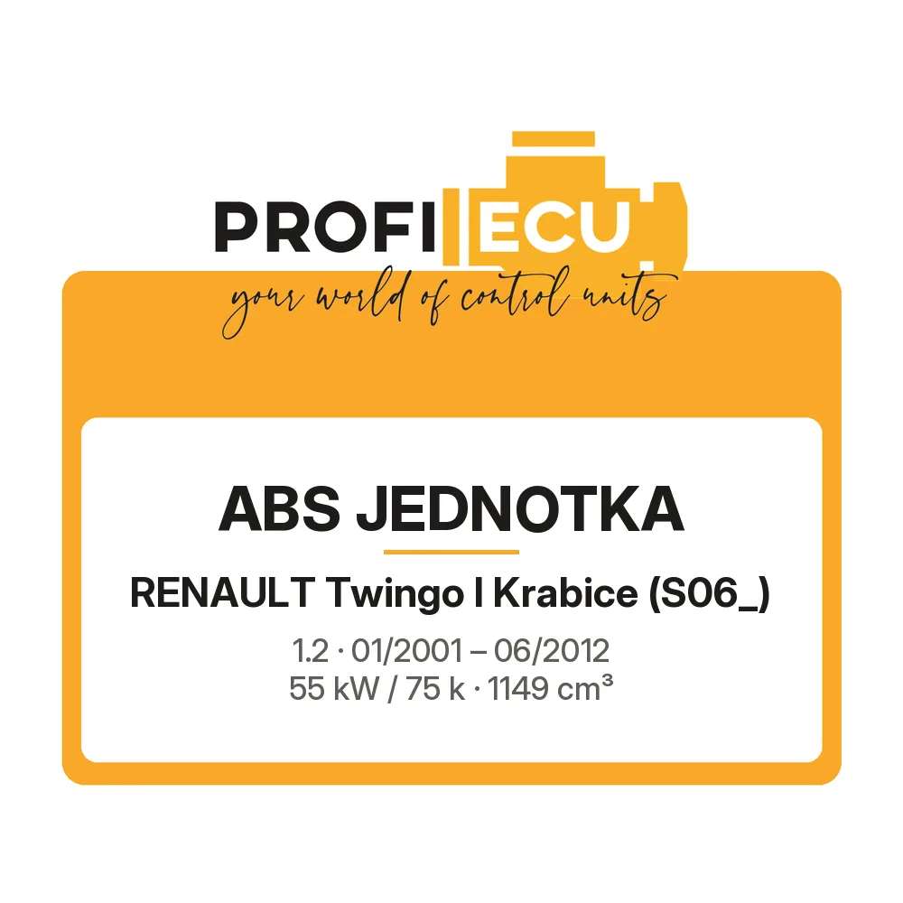 Etiketa ProfiECU: ABS jednotka pro Renault Twingo I Krabice 1.2 55 kW