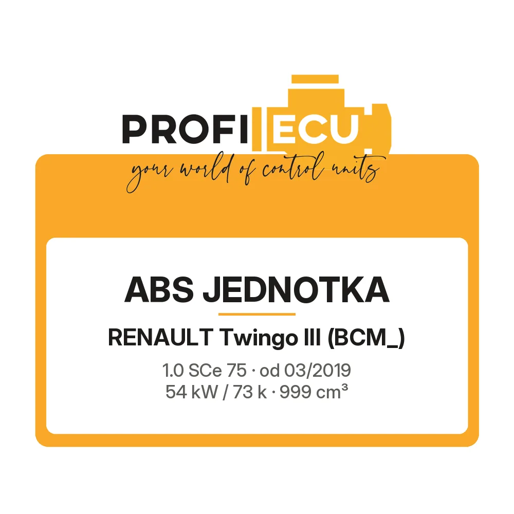 Etiketa ProfiECU: ABS jednotka pro Renault Twingo III 1.0 SCe 75 54 kW