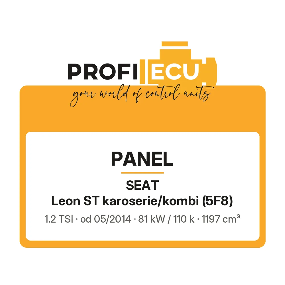 Etiketa ProfiECU: Panel pro Seat Leon ST karoserie/kombi 1.2 TSI 81 kW