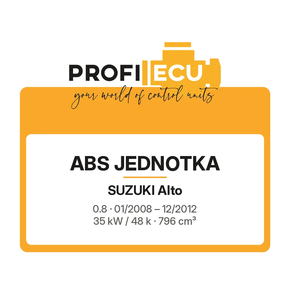 Etiketa ProfiECU: ABS jednotka pro Suzuki Alto 0.8 35 kW