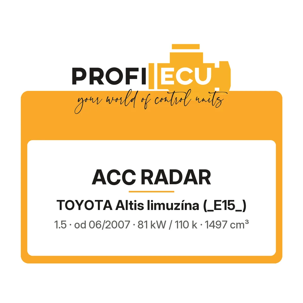 Etiketa ProfiECU: ACC Radar pro Toyota Altis limuzína 1.5 81 kW