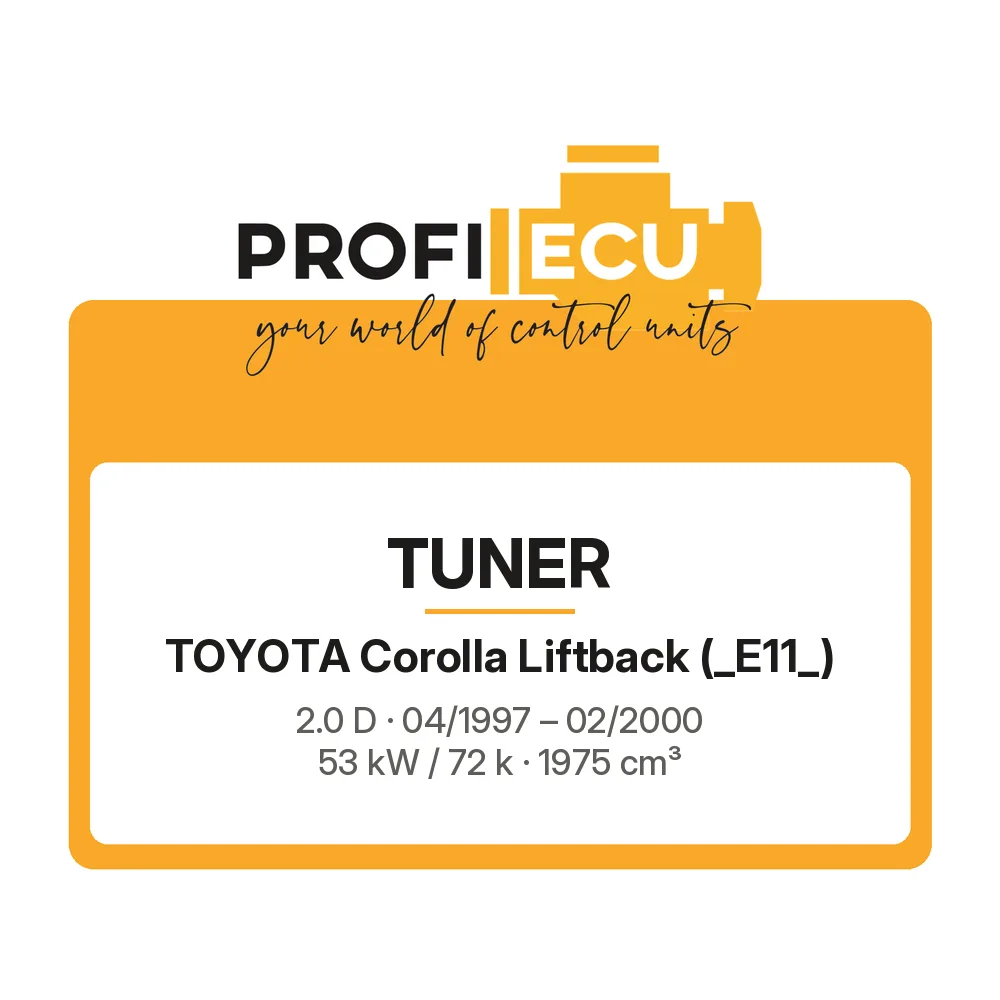 Etiketa ProfiECU: Tuner pro Toyota Corolla Liftback 2.0 D 53 kW