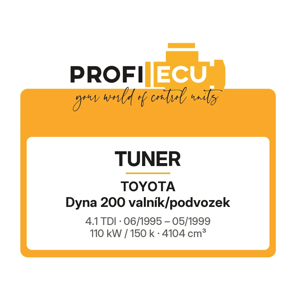 Etiketa ProfiECU: Tuner pro Toyota Dyna 200 valník/podvozek 4.1 TDI 110 kW
