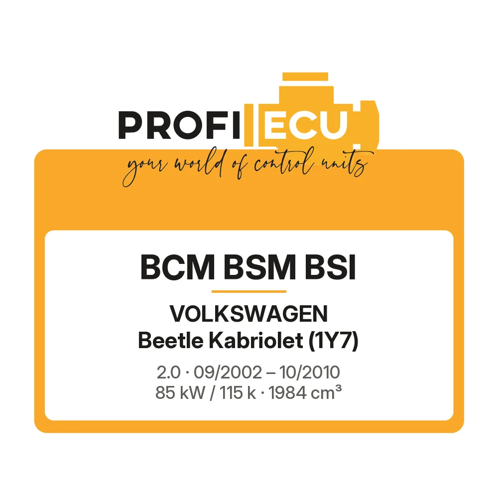 Etiketa ProfiECU: BCM BSM BSI pro Volkswagen Beetle Kabriolet 2.0 85 kW