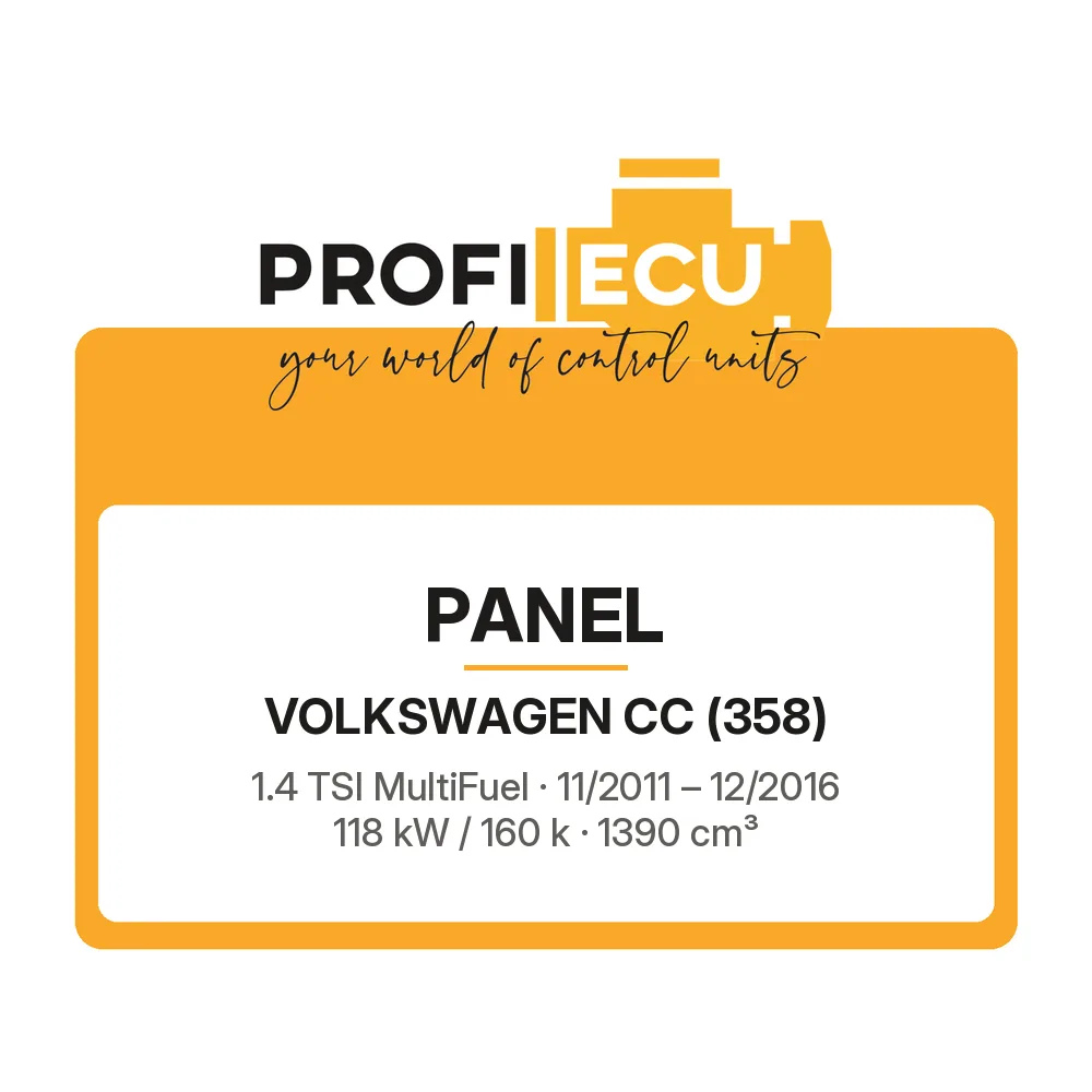 Etiketa ProfiECU: Panel pro Volkswagen CC 1.4 TSI MultiFuel 118 kW