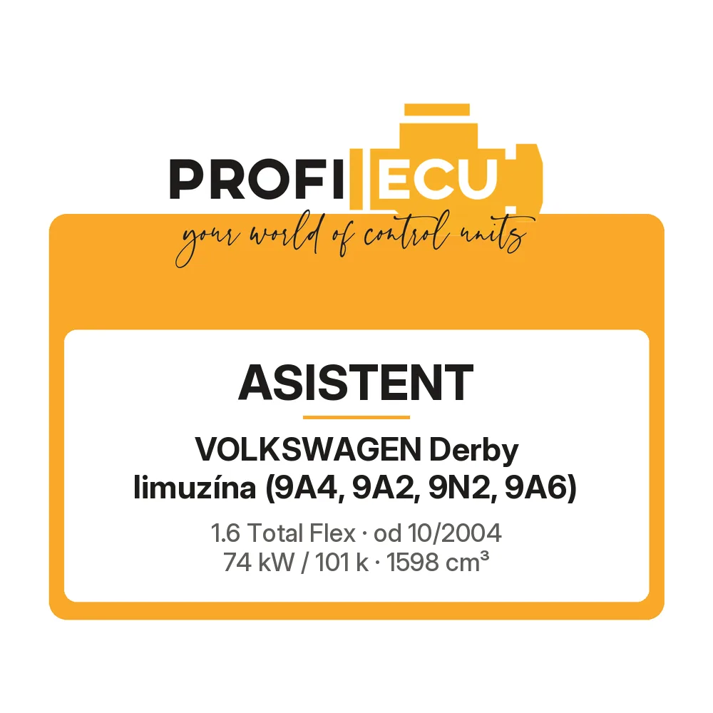 Etiketa ProfiECU: ASISTENT pro Volkswagen Derby limuzína 1.6 Total Flex 74 kW