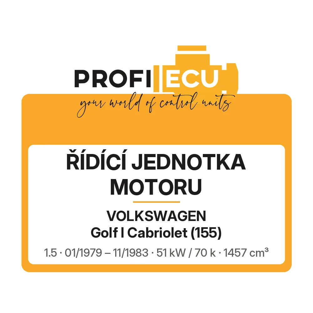 Etiketa ProfiECU: Řídící jednotka motoru pro Volkswagen Golf I Cabriolet 1.5 51 kW