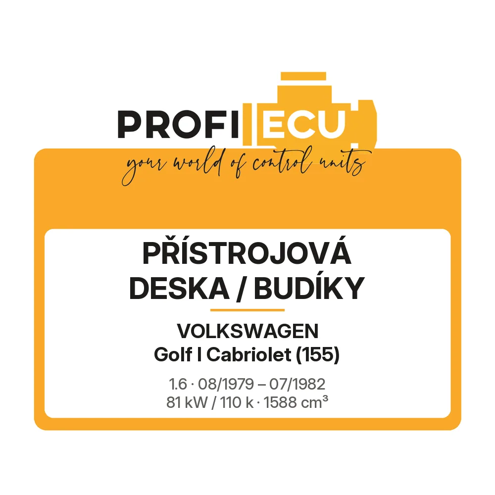 Etiketa ProfiECU: Přístrojová deska / Budíky pro Volkswagen Golf I Cabriolet 1.6 81 kW