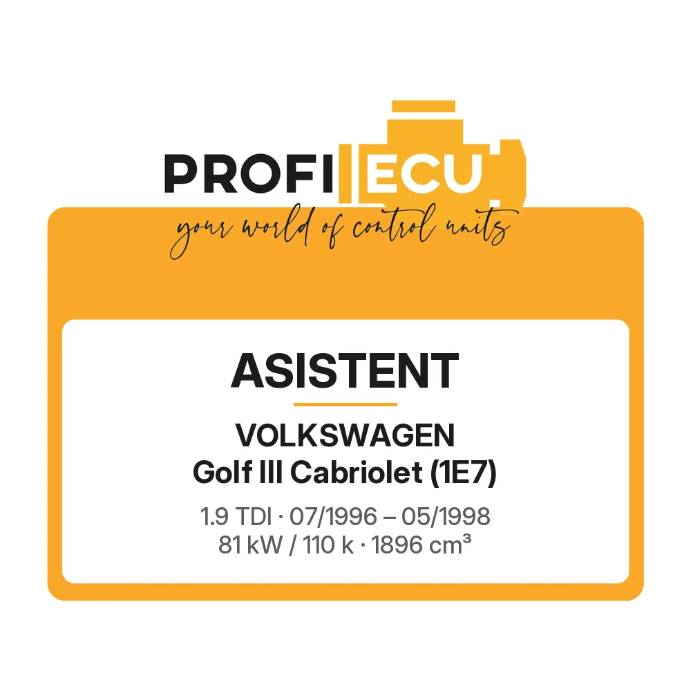 Etiketa ProfiECU: ASISTENT pro Volkswagen Golf III Cabriolet 1.9 TDI 81 kW