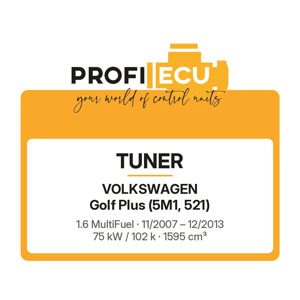 Etiketa ProfiECU: Tuner pro Volkswagen Golf Plus 1.6 MultiFuel 75 kW