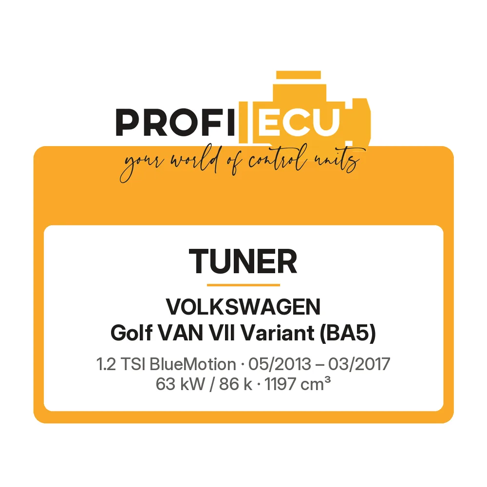 Etiketa ProfiECU: Tuner pro Volkswagen Golf VAN VII Variant 1.2 TSI BlueMotion 63 kW
