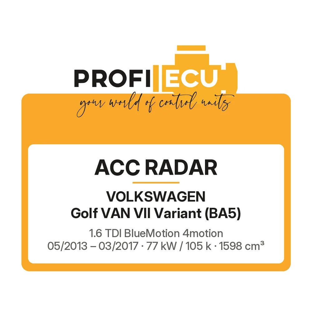 Etiketa ProfiECU: ACC Radar pro Volkswagen Golf VAN VII Variant 1.6 TDI BlueMotion 4motion 77 kW