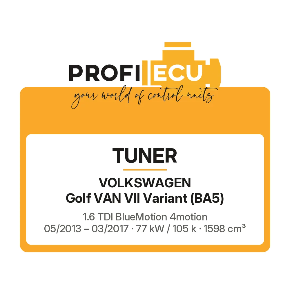 Etiketa ProfiECU: Tuner pro Volkswagen Golf VAN VII Variant 1.6 TDI BlueMotion 4motion 77 kW